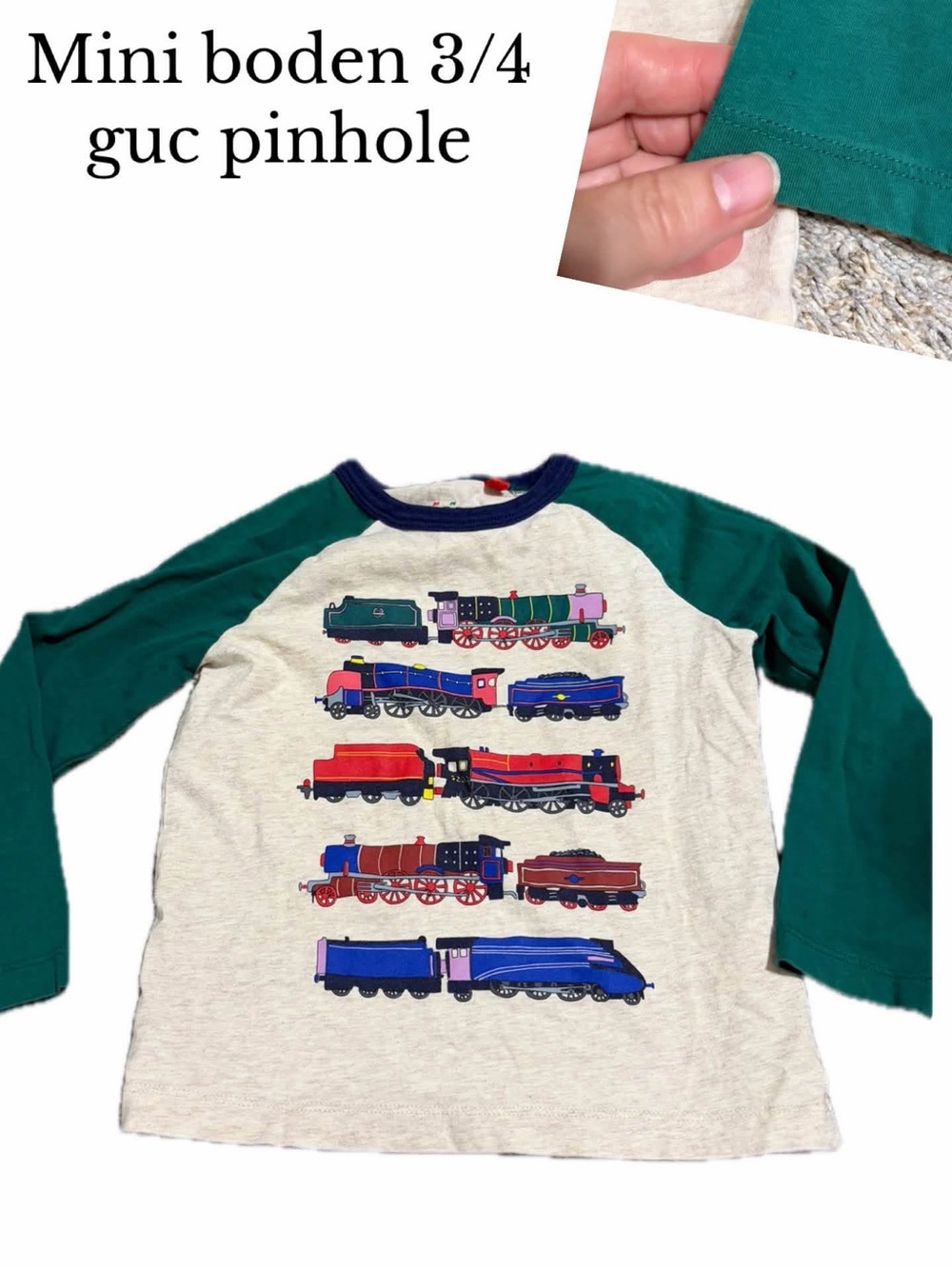 Mini boden 3-4 train shirt